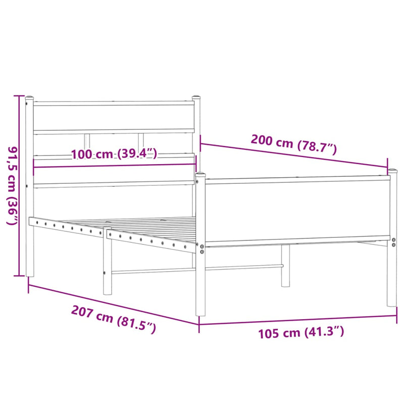 Sengeramme uten madrass røkt eik 100x200 cm konstruert tre