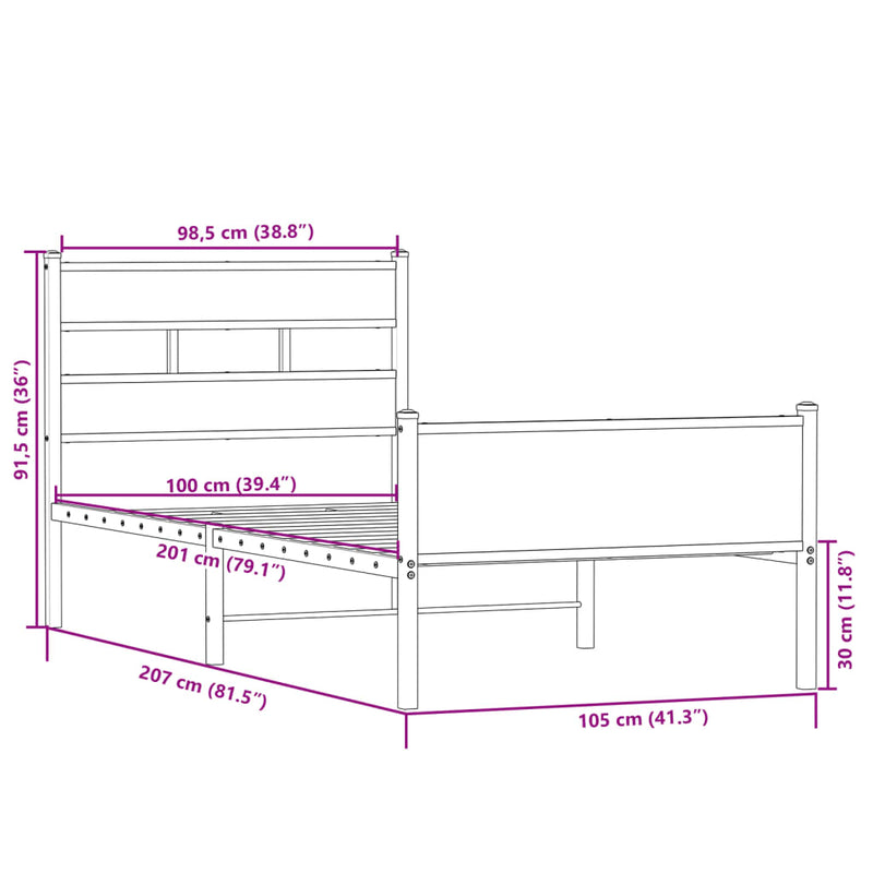 Sengeramme uten madrass sonoma eik 100x200 cm konstruert tre