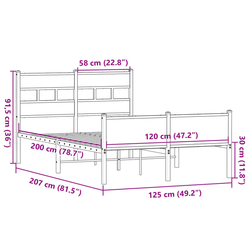 Sengeramme uten madrass sonoma eik 120x200 cm konstruert tre