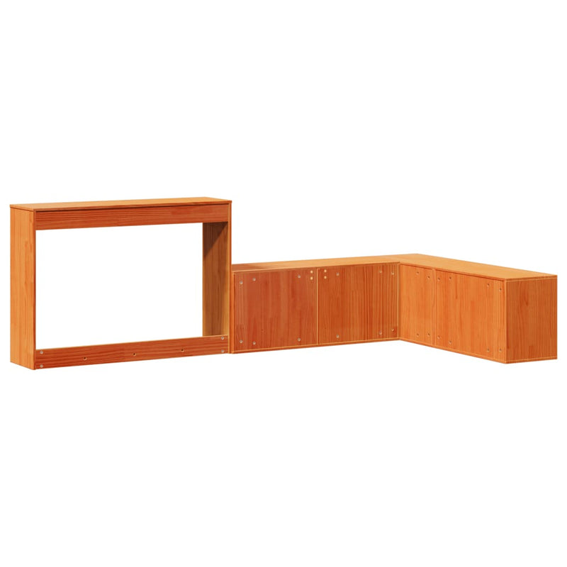 Nattbord med skrivebord voksbrun 232x112x75 cm heltre furu