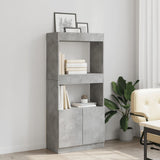 Highboard betonggrå 63x33x140 cm konstruert tre