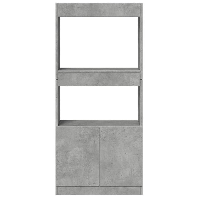 Highboard betonggrå 63x33x140 cm konstruert tre