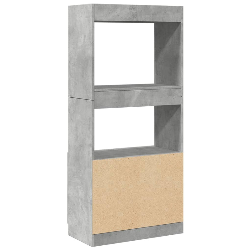 Highboard betonggrå 63x33x140 cm konstruert tre