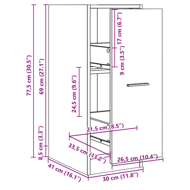 Apotekskap sonoma eik 30x41x77,5 cm sponplater