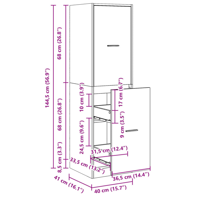 Apotekskap gammelt tre 30x41x118 cm konstruert tre