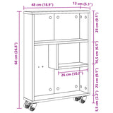 Smal oppbevaringsvogn gammelt tre 48x13x68 cm konstruert tre