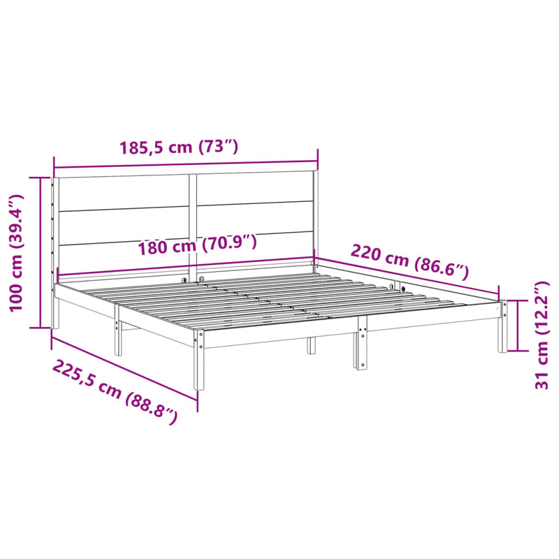 Ekstra lang sengeramme uten madrass 180x220 cm heltre