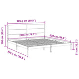 Ekstra lang sengeramme uten madrass hvit 200x220 cm heltre