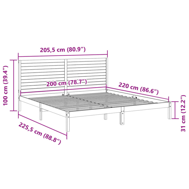 Ekstra lang sengeramme uten madrass 200x220 cm heltre