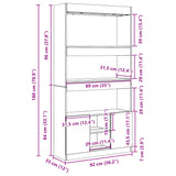 Highboard hvit 92x33x180 cm konstruert tre