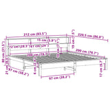 Sengeramme med madrass hvit 200x200 cm heltre furu