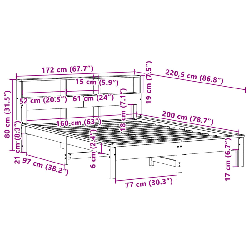 Sengeramme uten madrass 160x200 cm heltre furu