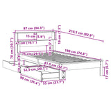 Seng med bokhylle uten madrass hvit 75x190 cm heltre furu