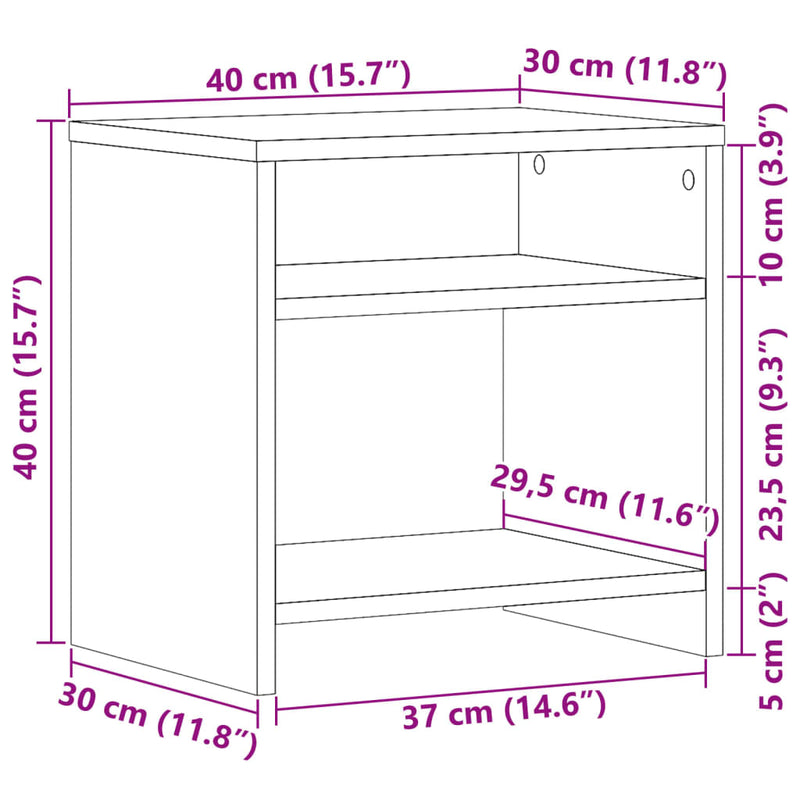 Nattbord 2 stk gammelt tre 40x30x40 cm konstruert tre