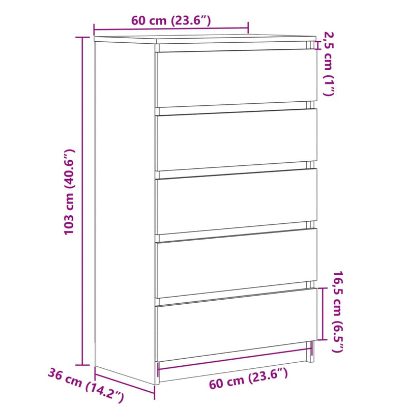 Kommode gammelt tre 60x36x103 cm konstruert tre