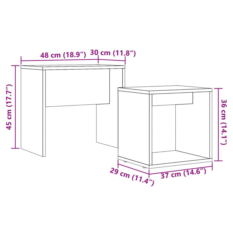 Stablebare salongbord 2 stk artisan eik konstruert tre