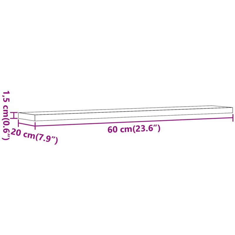 Vegghyller 4 stk artisan eik 60x20x1,5 cm konstruert tre