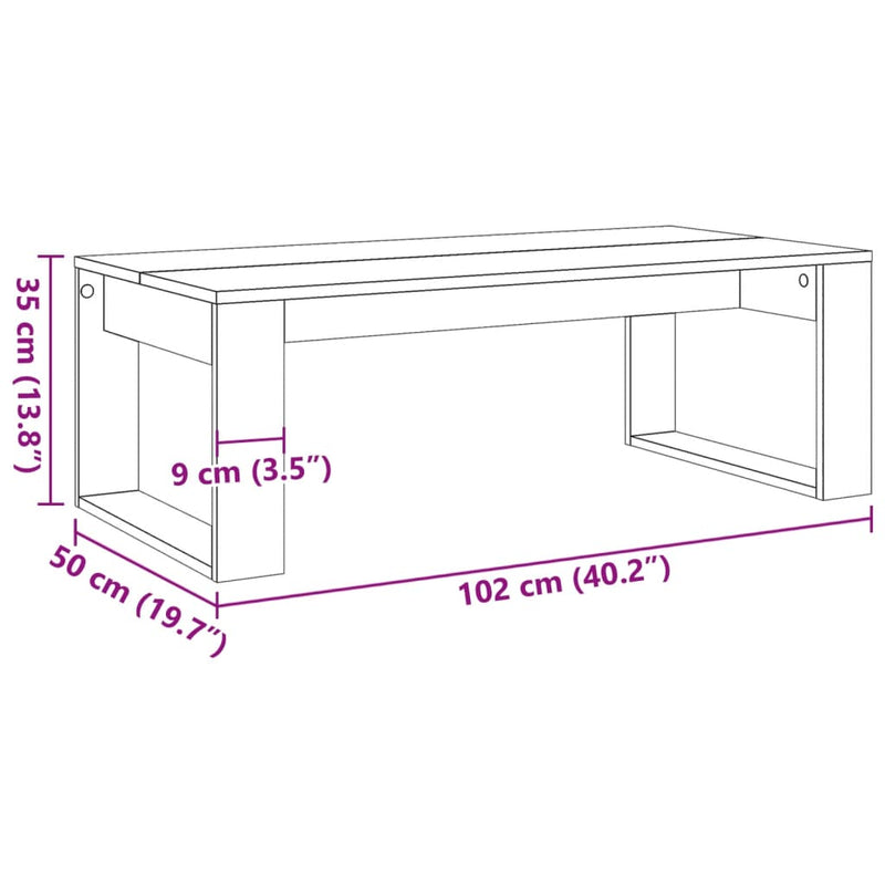 Salongbord artisan eik 102x50x35 cm konstruert tre