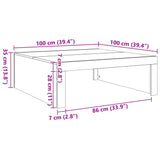 Salongbord gammelt tre 100x100x35 cm konstruert tre