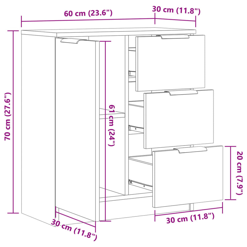 Skjenk artisan eik 60x30x70 cm konstruert tre