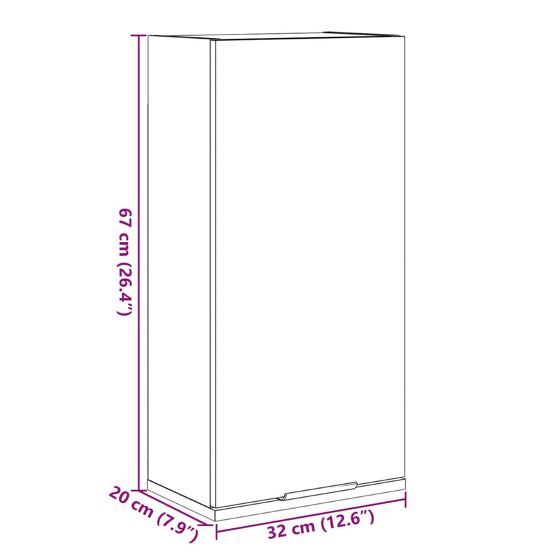 Vegghengt baderomsskap betonggrå 32x20x67 cm