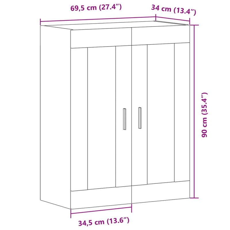 Veggskap artisan eik 69,5x34x90 cm konstruert tre