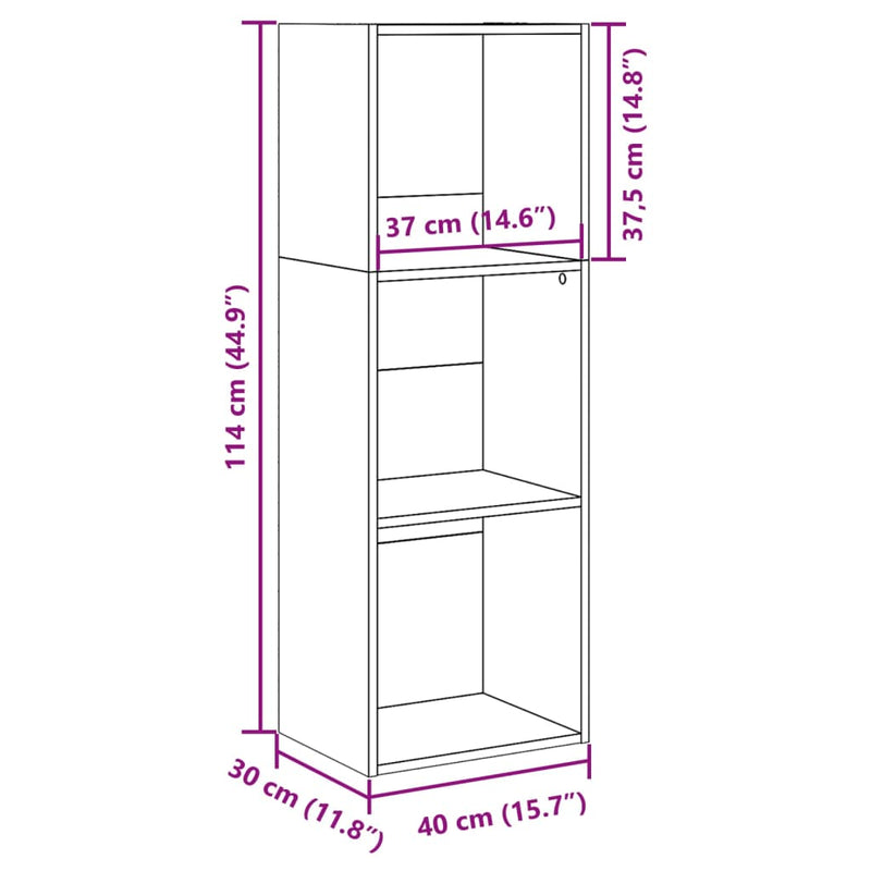 Bokhylle gammelt tre 40x30x114 cm konstruert tre