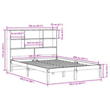 Seng med bokhylle uten madrass hvit 160x200 cm heltre furu