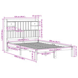 Seng med bokhylle uten madrass 120x200 cm heltre furu