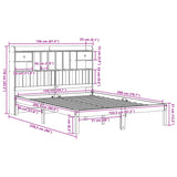 Seng med bokhylle uten madrass 150x200 cm heltre furu