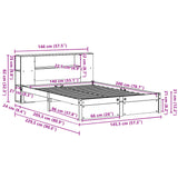 Seng med bokhylle uten madrass hvit 140x200 cm heltre furu