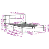 Seng med bokhylle uten madrass 150x200 cm heltre furu