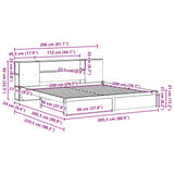 Seng med bokhylle uten madrass 200x200 cm heltre furu