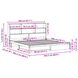 Seng med bokhylle uten madrass 200x200 cm heltre furu