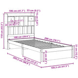 Seng med bokhylle uten madrass hvit 100x200 cm heltre furu