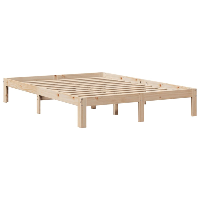 Seng med bokhylle uten madrass 135x190 cm heltre furu