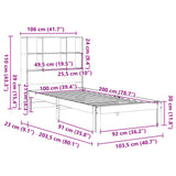 Seng med bokhylle uten madrass hvit 100x200 cm heltre furu