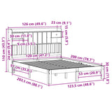 Seng med bokhylle uten madrass 120x200 cm heltre furu