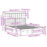 Seng med bokhylle uten madrass 150x200 cm heltre furu