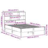 Seng med bokhylle uten madrass hvit 140x190 cm heltre furu