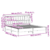 Seng med bokhylle uten madrass 180x200 cm heltre furu