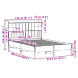 Seng med bokhylle uten madrass hvit 150x200 cm heltre furu