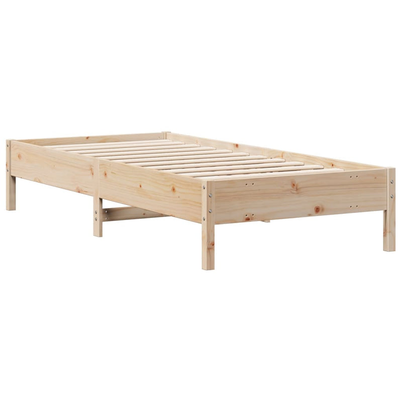 Seng med bokhylle uten madrass 90x200 cm heltre furu