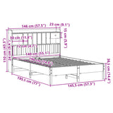 Seng med bokhylle uten madrass voksbrun 140x190 cm heltre furu