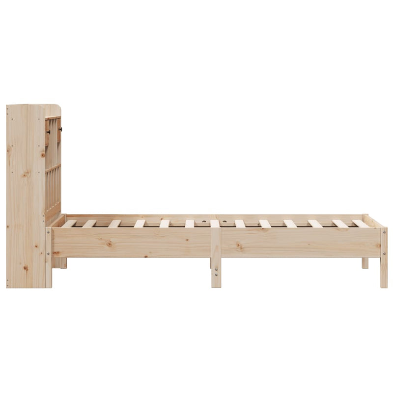 Seng med bokhylle uten madrass 75x190 cm heltre furu