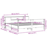 Seng med bokhylle uten madrass 180x200 cm heltre furu