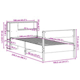 Seng med bokhylle uten madrass 100x200 cm heltre furu