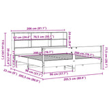 Seng med bokhylle uten madrass voksbrun 200x200 cm heltre furu