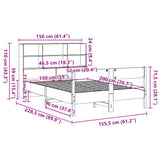 Seng med bokhylle uten madrass hvit 150x200 cm heltre furu