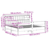 Seng med bokhylle uten madrass hvit 180x200 cm heltre furu